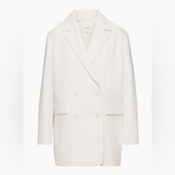 Aritzia Wilfred Cherrelle Blazer Sz Large Light Birch Summer Oversized Comfy - Picture 8 of 15